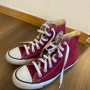 Burgundy Converse High Tops